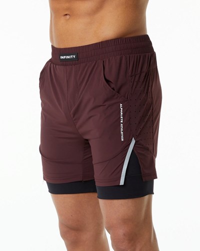 Alphalete Compression Forro Woven Entrenamiento Corta Burdeos | DAUENM548